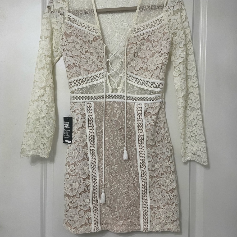 Express Lace Dress in Nude & Off White (NWT)